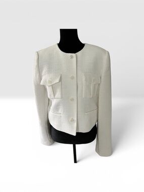 Ann Taylor Ivory Textured Cropped Blazer